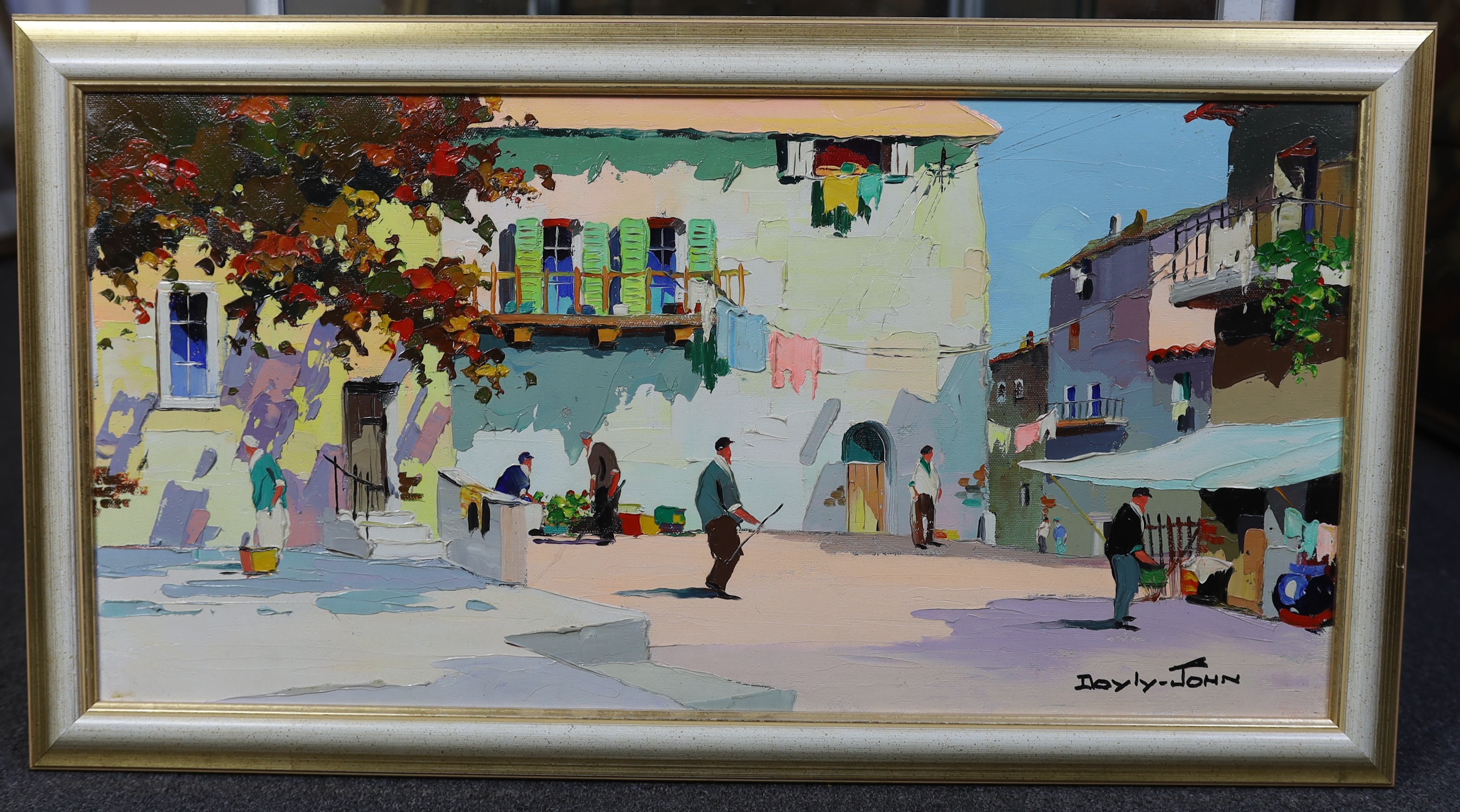 Cecil Rochfort D’Oyly John (English, 1906-1993), 'Village of Eze', oil on canvas, 35 x 70cm